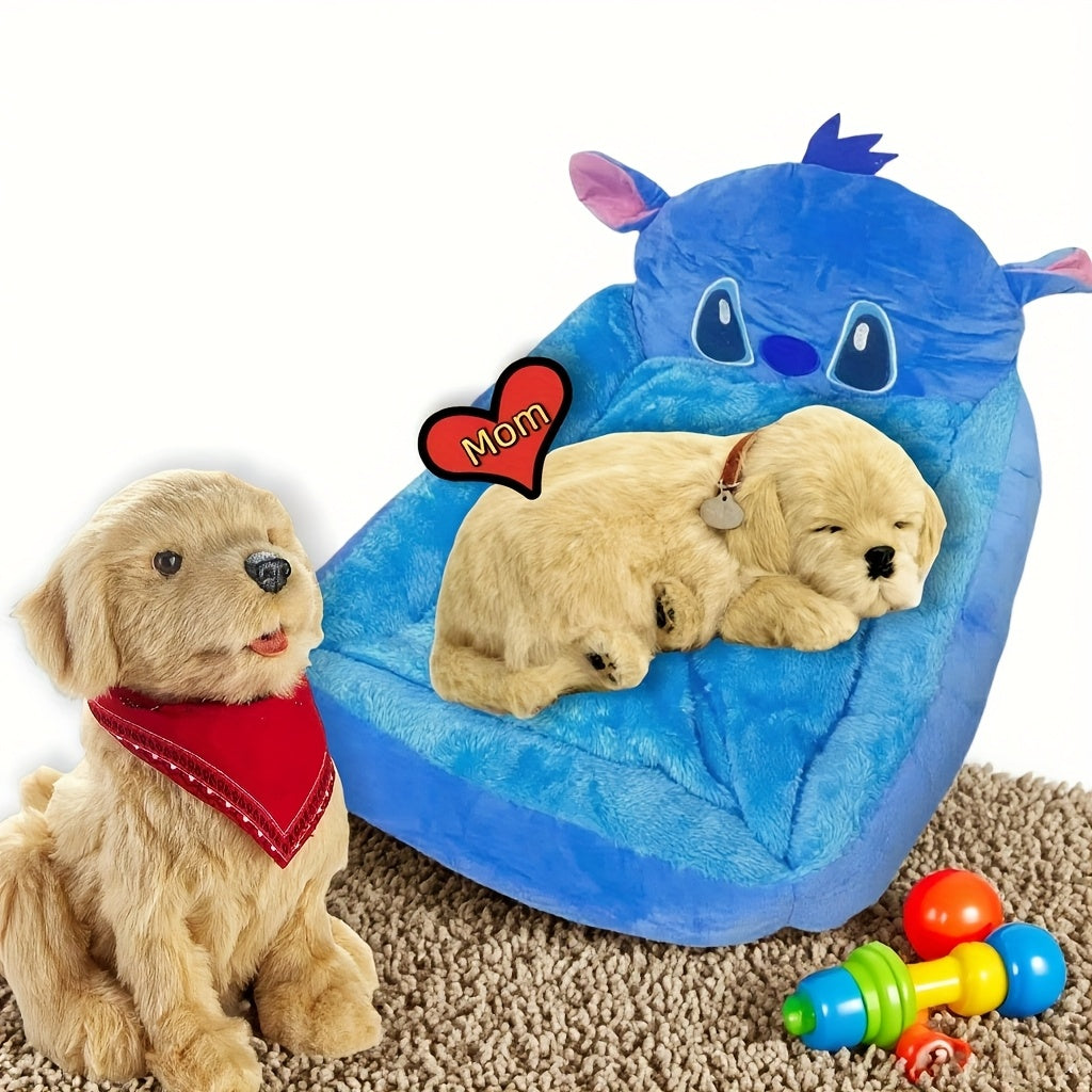 [Disney Pet Sofa] Disney Stitch All-Season Pet Sofa | Fluffy Dog Bed for Puppy & Kitten, Non-Slip Bottom, Removable Washable Cover, Supportive Cartoon Design Dog & Cat Bed, Cute Pet Home Gift for Dog Lovers, Small Dog Bed, Playful Design, Polyester Fabric