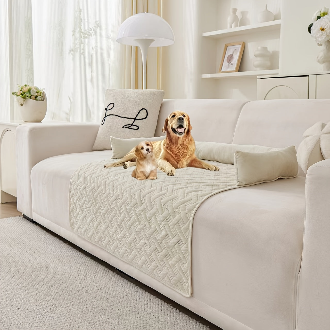 1pc Plush Pet Bed with Pillow - Soft Warm Sofa Cushion, Machine Washable Dog & Cat Bed, Non-Slip Bottom, Multiple Sizes (Small, Medium, Large Dogs) - Cozy Bed for Living Room, Bedroom, Training - Ideal Gift for Pet Owners, Petfriendly Home Decor,