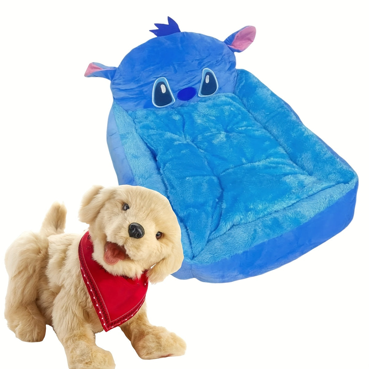 [Disney Pet Sofa] Disney Stitch All-Season Pet Sofa | Fluffy Dog Bed for Puppy & Kitten, Non-Slip Bottom, Removable Washable Cover, Supportive Cartoon Design Dog & Cat Bed, Cute Pet Home Gift for Dog Lovers, Small Dog Bed, Playful Design, Polyester Fabric