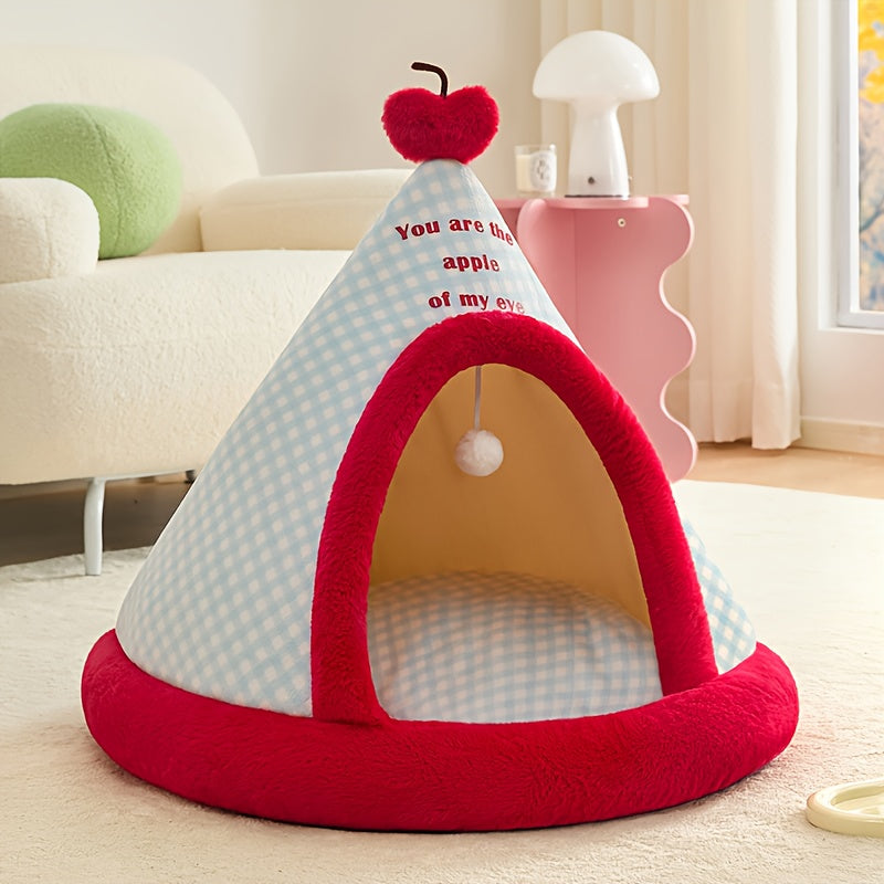 Four-Season Universal Cat Tent, House-Shaped Foldable Pet Bed with Creative Design for Small Dogs and Kittens, Teddy Dog Mat, Comfortable Breathable