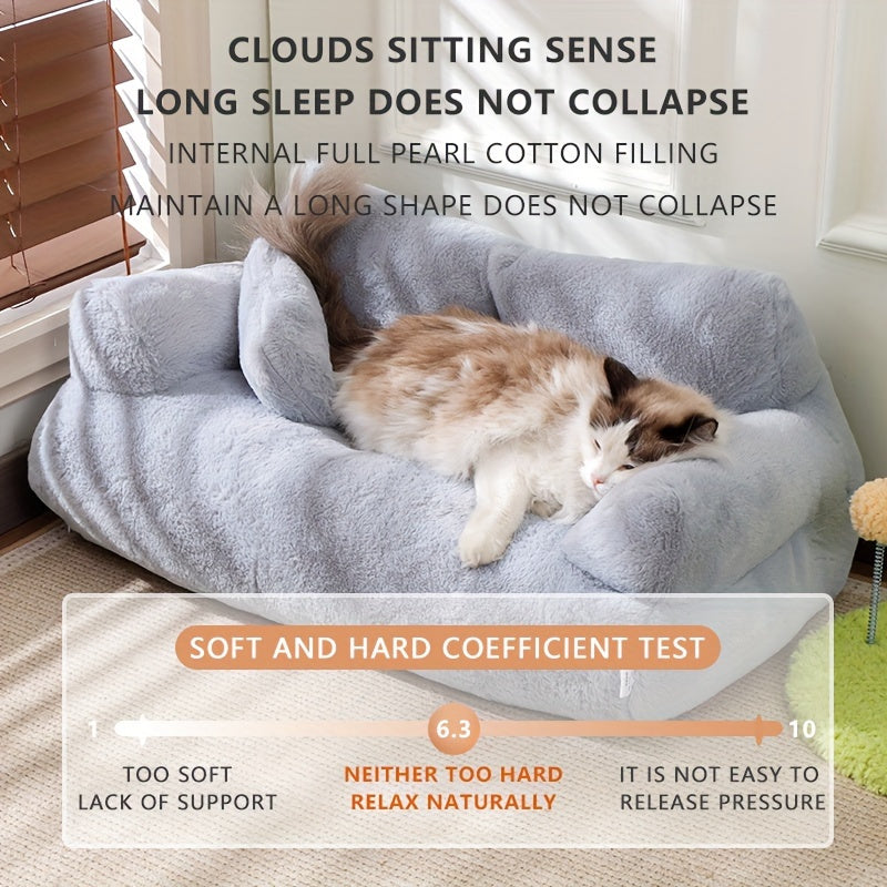 Lezizi Cozy Plush Pet Sofa Bed - Washable, Soft, and Warm Rectangular Dog & Cat Bed in Mixed Colors, Ideal for Small to Medium Breeds - Comfortable All-Season Sleeping Couch with Removable Polyester Fiber Fill