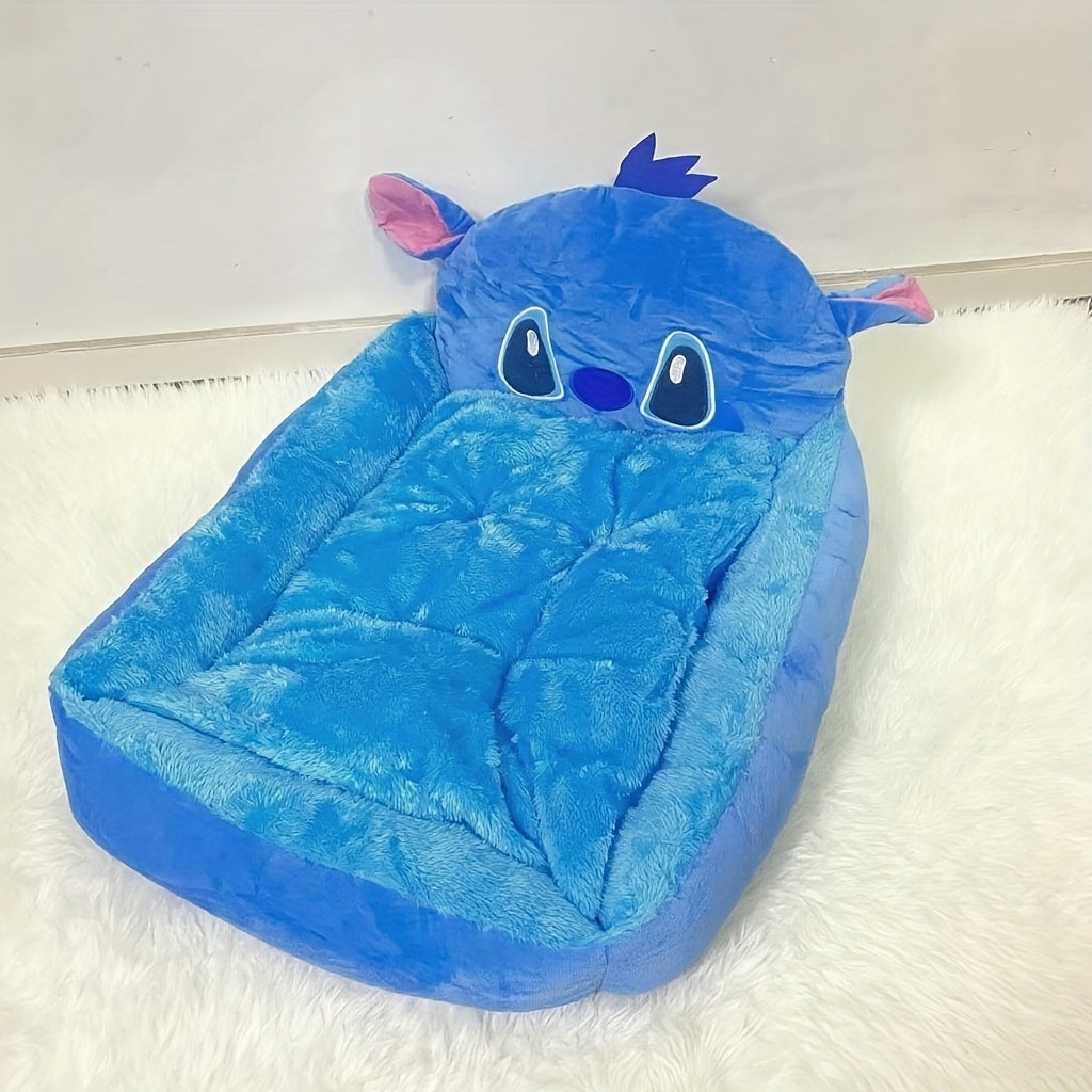 [Disney Pet Sofa] Disney Stitch All-Season Pet Sofa | Fluffy Dog Bed for Puppy & Kitten, Non-Slip Bottom, Removable Washable Cover, Supportive Cartoon Design Dog & Cat Bed, Cute Pet Home Gift for Dog Lovers, Small Dog Bed, Playful Design, Polyester Fabric