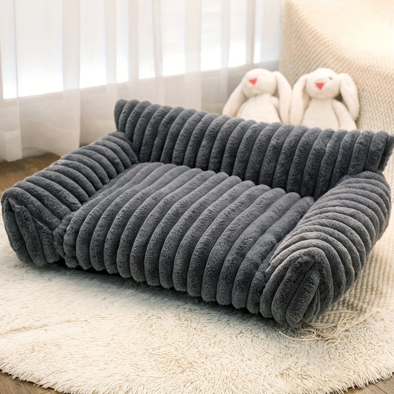 All-Season Plush Pet Sofa Bed for Cats & Small Dogs - Supportive Indoor Lounger with Soft Polyester Filling, Cozy Warmth, Machine Washable, Ideal for Indoor Pets, Pet Lounger|Cozy Pet Bed|Soft Polyester Fill