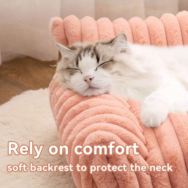 All-Season Plush Pet Sofa Bed for Cats & Small Dogs - Supportive Indoor Lounger with Soft Polyester Filling, Cozy Warmth, Machine Washable, Ideal for Indoor Pets, Pet Lounger|Cozy Pet Bed|Soft Polyester Fill