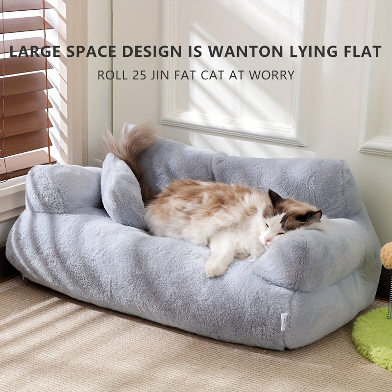 Lezizi Cozy Plush Pet Sofa Bed - Washable, Soft, and Warm Rectangular Dog & Cat Bed in Mixed Colors, Ideal for Small to Medium Breeds - Comfortable All-Season Sleeping Couch with Removable Polyester Fiber Fill