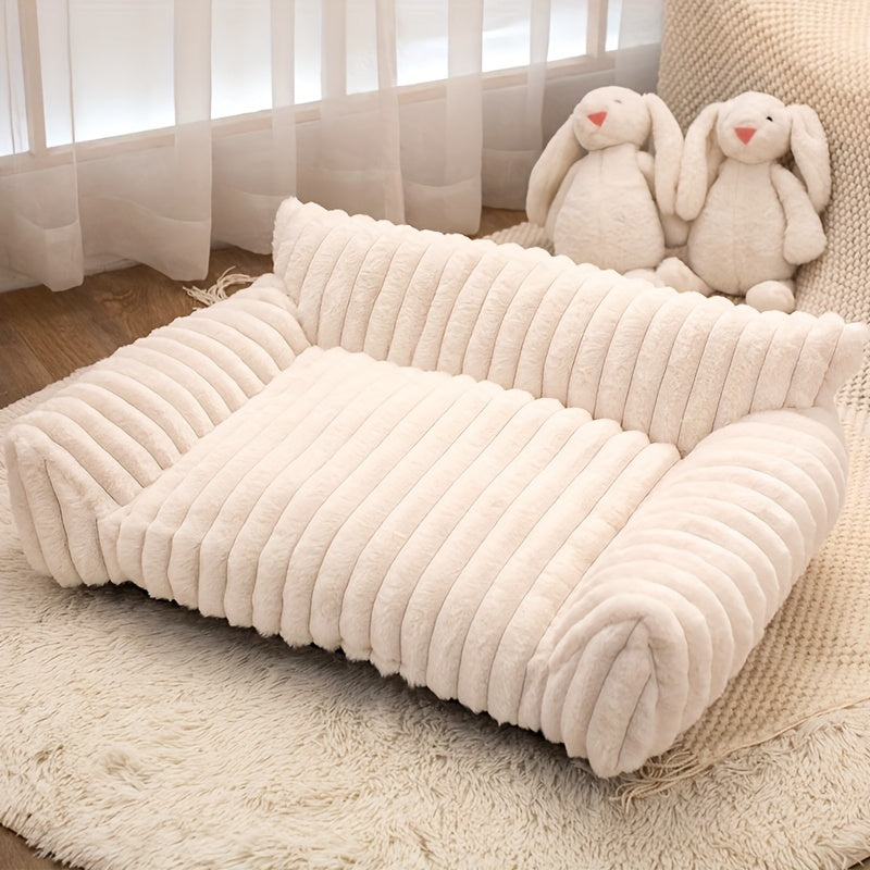 All-Season Plush Pet Sofa Bed for Cats & Small Dogs - Supportive Indoor Lounger with Soft Polyester Filling, Cozy Warmth, Machine Washable, Ideal for Indoor Pets, Pet Lounger|Cozy Pet Bed|Soft Polyester Fill