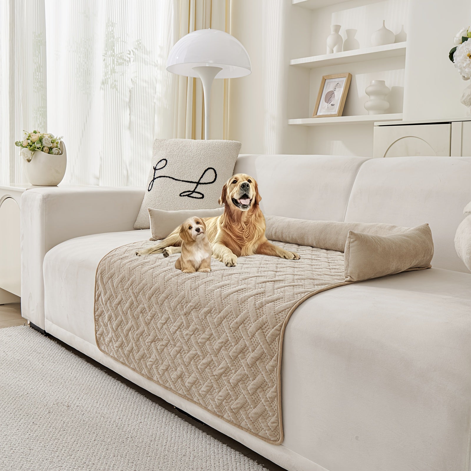 1pc Plush Pet Bed with Pillow - Soft Warm Sofa Cushion, Machine Washable Dog & Cat Bed, Non-Slip Bottom, Multiple Sizes (Small, Medium, Large Dogs) - Cozy Bed for Living Room, Bedroom, Training - Ideal Gift for Pet Owners, Petfriendly Home Decor,
