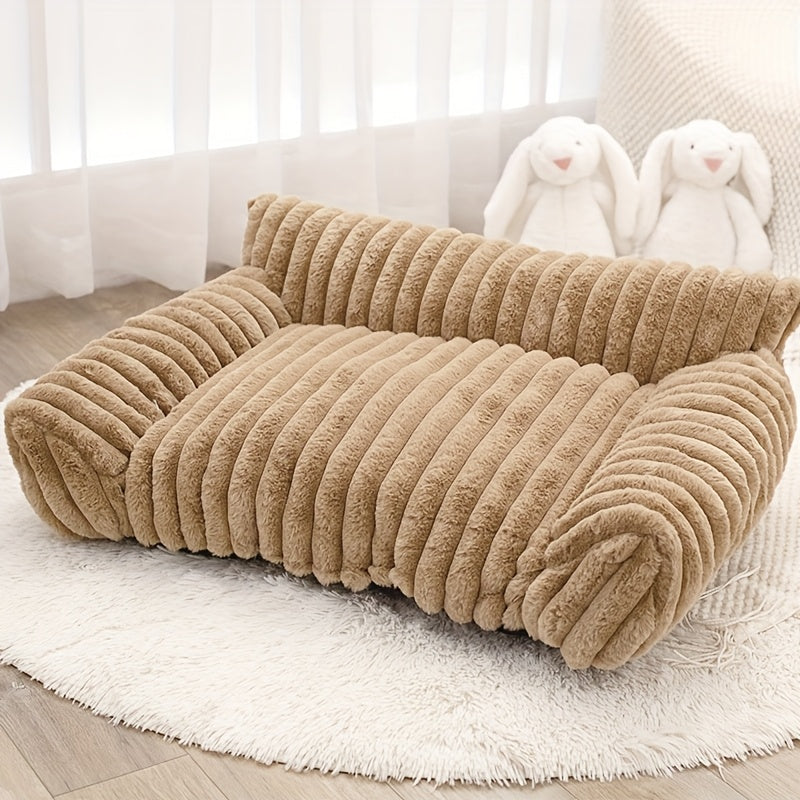 All-Season Plush Pet Sofa Bed for Cats & Small Dogs - Supportive Indoor Lounger with Soft Polyester Filling, Cozy Warmth, Machine Washable, Ideal for Indoor Pets, Pet Lounger|Cozy Pet Bed|Soft Polyester Fill