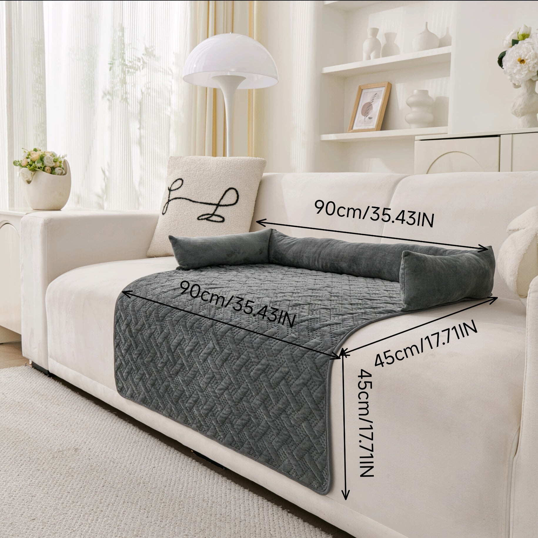 1pc Plush Pet Bed with Pillow - Soft Warm Sofa Cushion, Machine Washable Dog & Cat Bed, Non-Slip Bottom, Multiple Sizes (Small, Medium, Large Dogs) - Cozy Bed for Living Room, Bedroom, Training - Ideal Gift for Pet Owners, Petfriendly Home Decor,