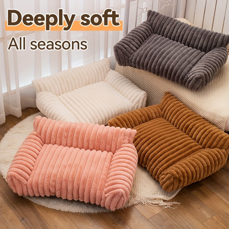 All-Season Plush Pet Sofa Bed for Cats & Small Dogs - Supportive Indoor Lounger with Soft Polyester Filling, Cozy Warmth, Machine Washable, Ideal for Indoor Pets, Pet Lounger|Cozy Pet Bed|Soft Polyester Fill