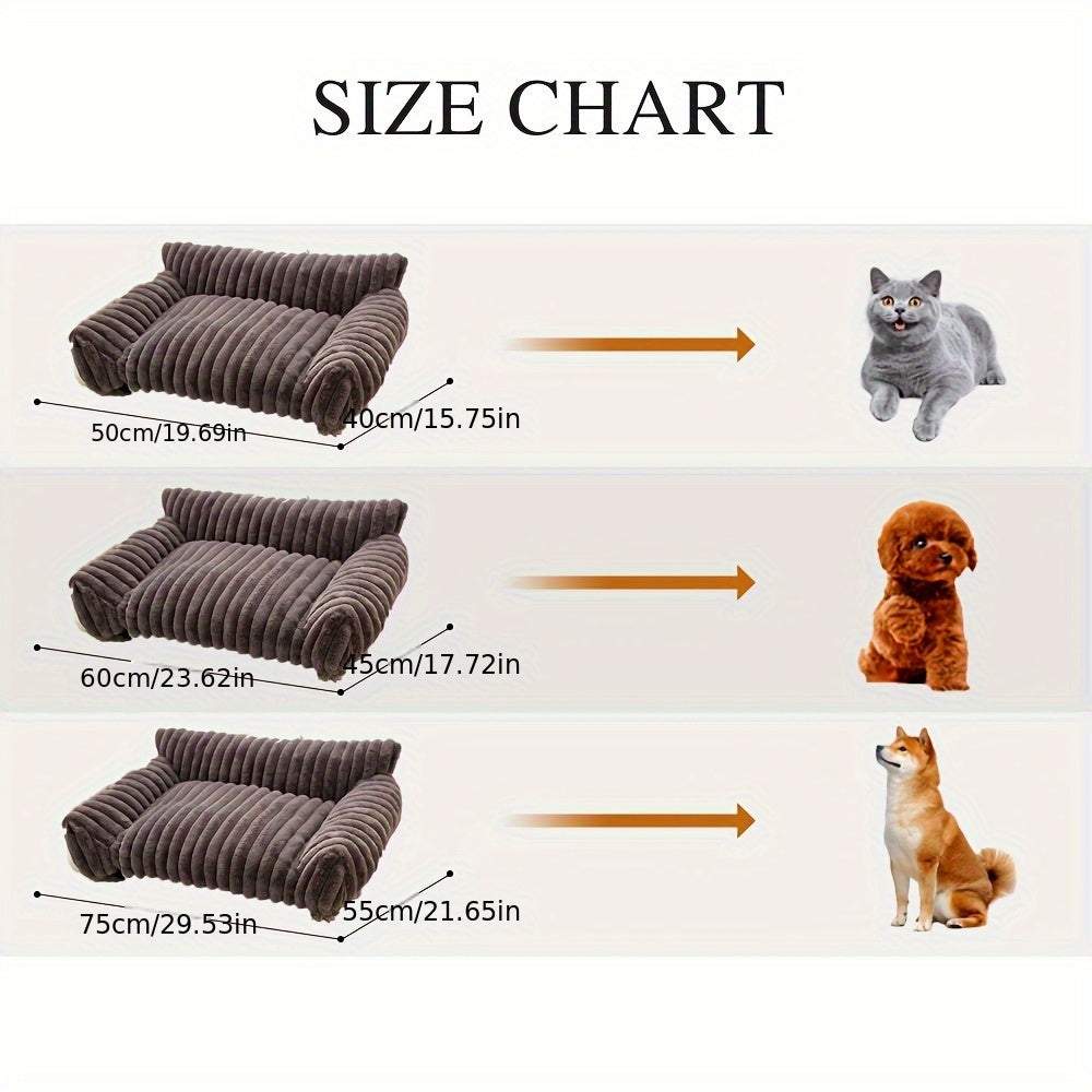 All-Season Plush Pet Sofa Bed for Cats & Small Dogs - Supportive Indoor Lounger with Soft Polyester Filling, Cozy Warmth, Machine Washable, Ideal for Indoor Pets, Pet Lounger|Cozy Pet Bed|Soft Polyester Fill