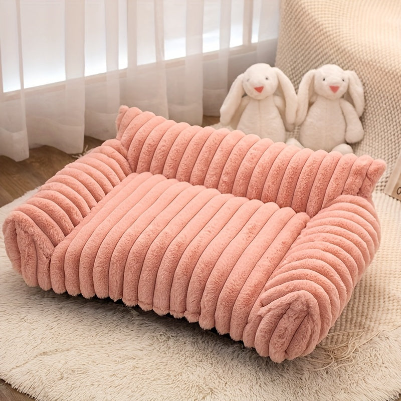 All-Season Plush Pet Sofa Bed for Cats & Small Dogs - Supportive Indoor Lounger with Soft Polyester Filling, Cozy Warmth, Machine Washable, Ideal for Indoor Pets, Pet Lounger|Cozy Pet Bed|Soft Polyester Fill
